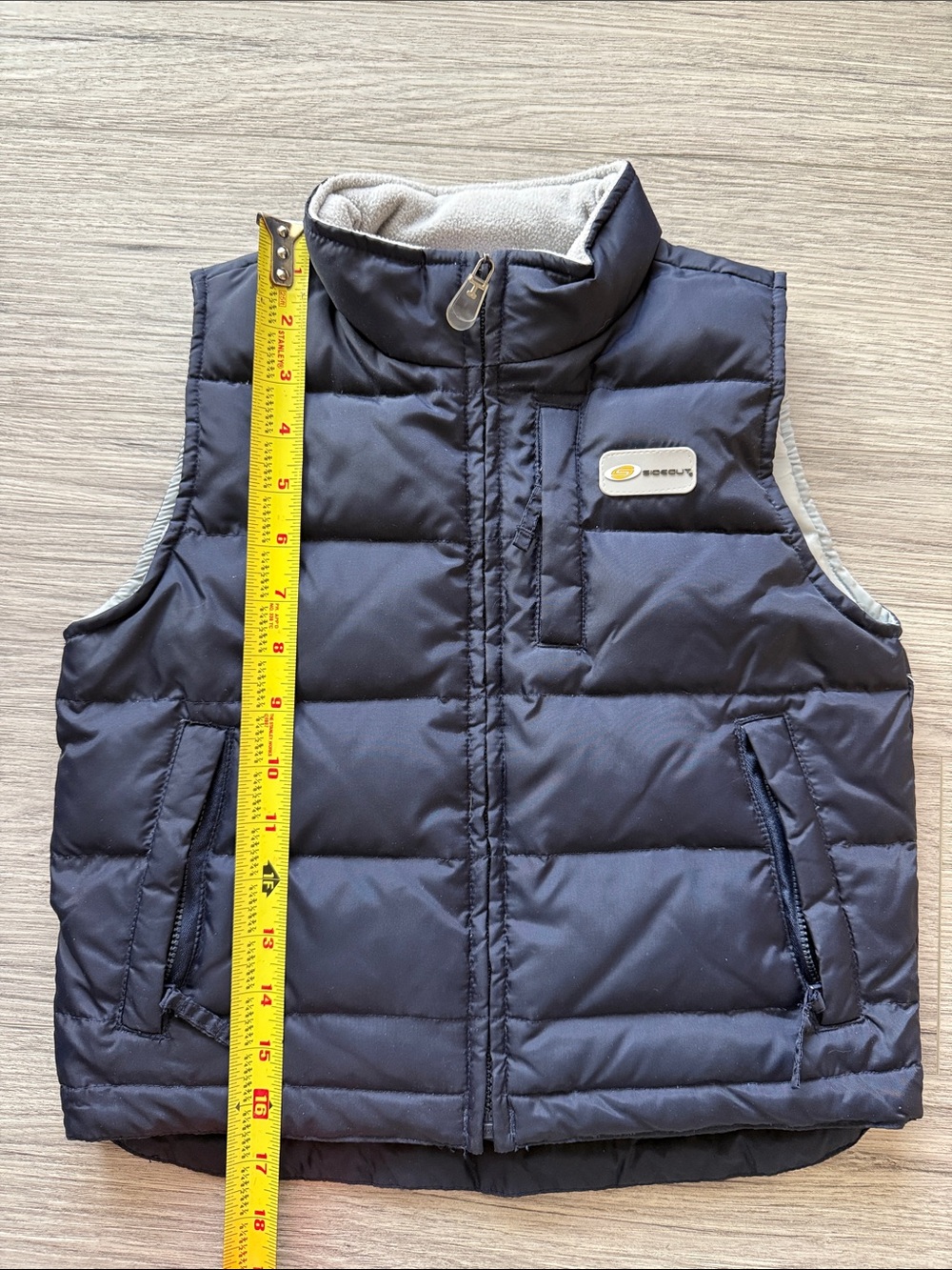 Kids Navy Quilted Puffer Vest - Insulated Sleeveless Jacket Size S(4) - Picture 4 of 6